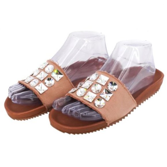 Pedro Garcia Adana Shoe  Buttery soft leather Rhinestones Slide SZ 5 - Picture 1 of 8